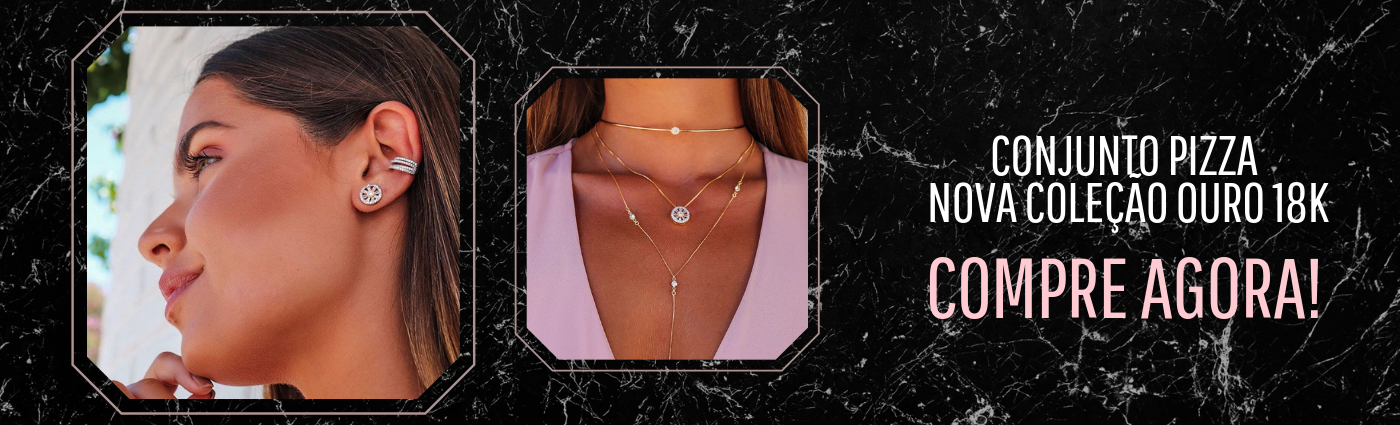 Conjunto Pizza ouro 18k