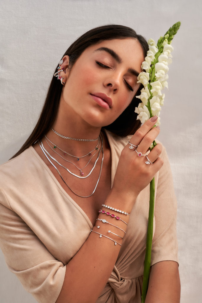 Mix de pulseiras de rodio branco